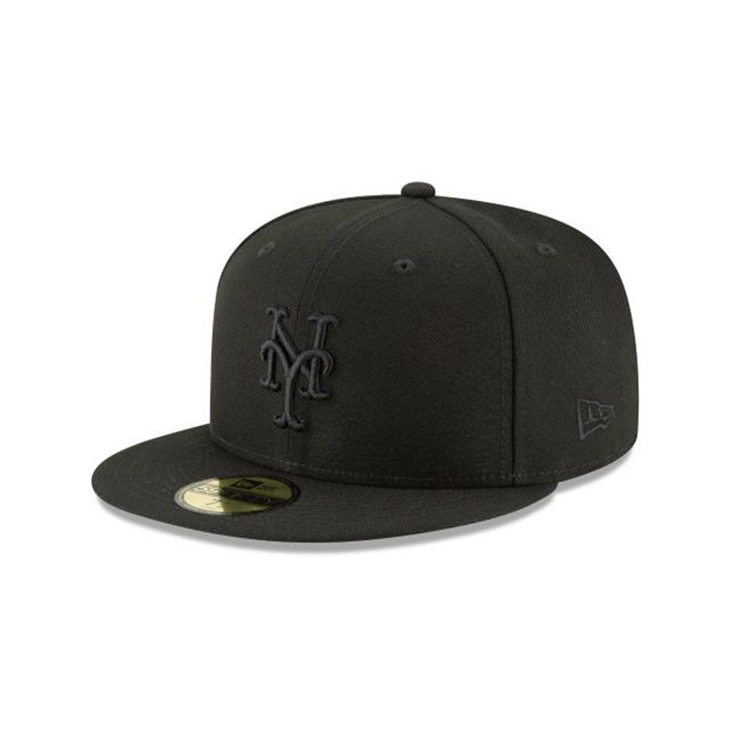 MLB New York Mets Blackout Basic 59Fifty Fitted (QLB1491) - Black New Era Caps